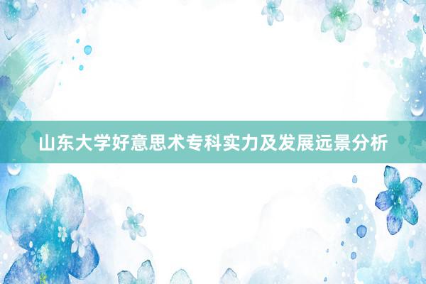 山东大学好意思术专科实力及发展远景分析